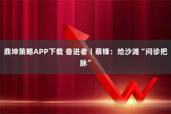 鼎坤策略APP下载 奋进者丨蔡锋：给沙滩“问诊把脉”