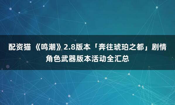 配资猫 《鸣潮》2.8版本「奔往琥珀之都」剧情角色武器版本活动全汇总