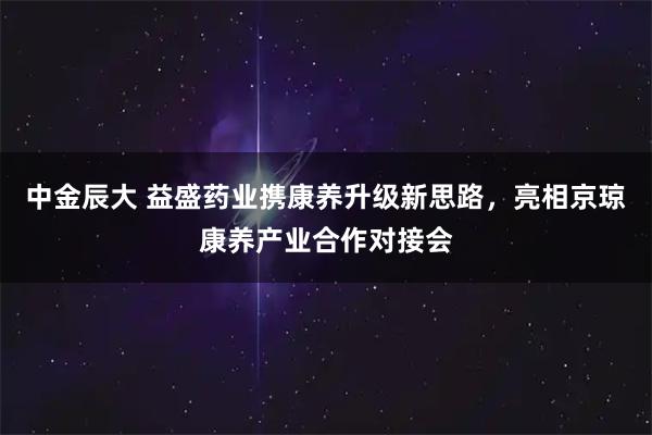 中金辰大 益盛药业携康养升级新思路，亮相京琼康养产业合作对接会